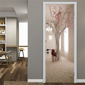 3D Door Sticker Wood Adhesive Waterproof Wallpaper for Doors Living Room Bedroom Poster DIY Mural Decals Home Decor deursticker