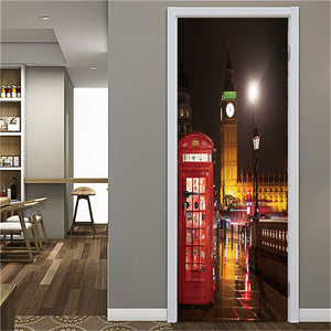 3D Door Sticker Wood Adhesive Waterproof Wallpaper for Doors Living Room Bedroom Poster DIY Mural Decals Home Decor deursticker
