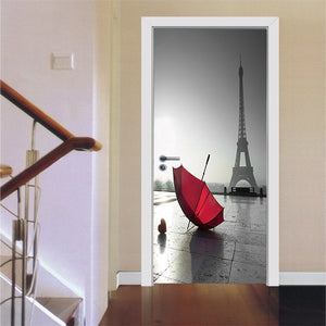 3D Door Sticker Wood Adhesive Waterproof Wallpaper for Doors Living Room Bedroom Poster DIY Mural Decals Home Decor deursticker
