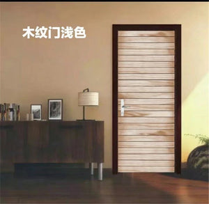 3D Door Sticker Wood Adhesive Waterproof Wallpaper for Doors Living Room Bedroom Poster DIY Mural Decals Home Decor deursticker
